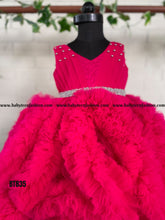 Load image into Gallery viewer, BT835 Luxury Hot Pink Heavy Cloud Gown For Birthdays for Baby and Teenage Girls
