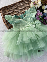 Load image into Gallery viewer, BT1340 Pastel Green Semi Party wear Frock Heart shape Back
