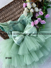 Load image into Gallery viewer, BT1340 Pastel Green Semi Party wear Frock Heart shape Back
