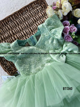 Load image into Gallery viewer, BT1340 Pastel Green Semi Party wear Frock Heart shape Back
