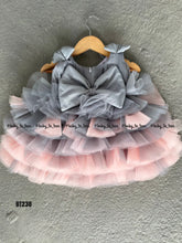 Load image into Gallery viewer, BT230 Ash to Peach Color Huge Party Wear Dress Highlighted With Shoulder Bows for Baby and Teenage Girls
