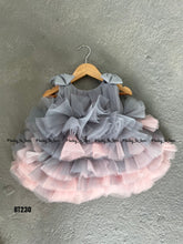 Load image into Gallery viewer, BT230 Ash to Peach Color Huge Party Wear Dress Highlighted With Shoulder Bows for Baby and Teenage Girls
