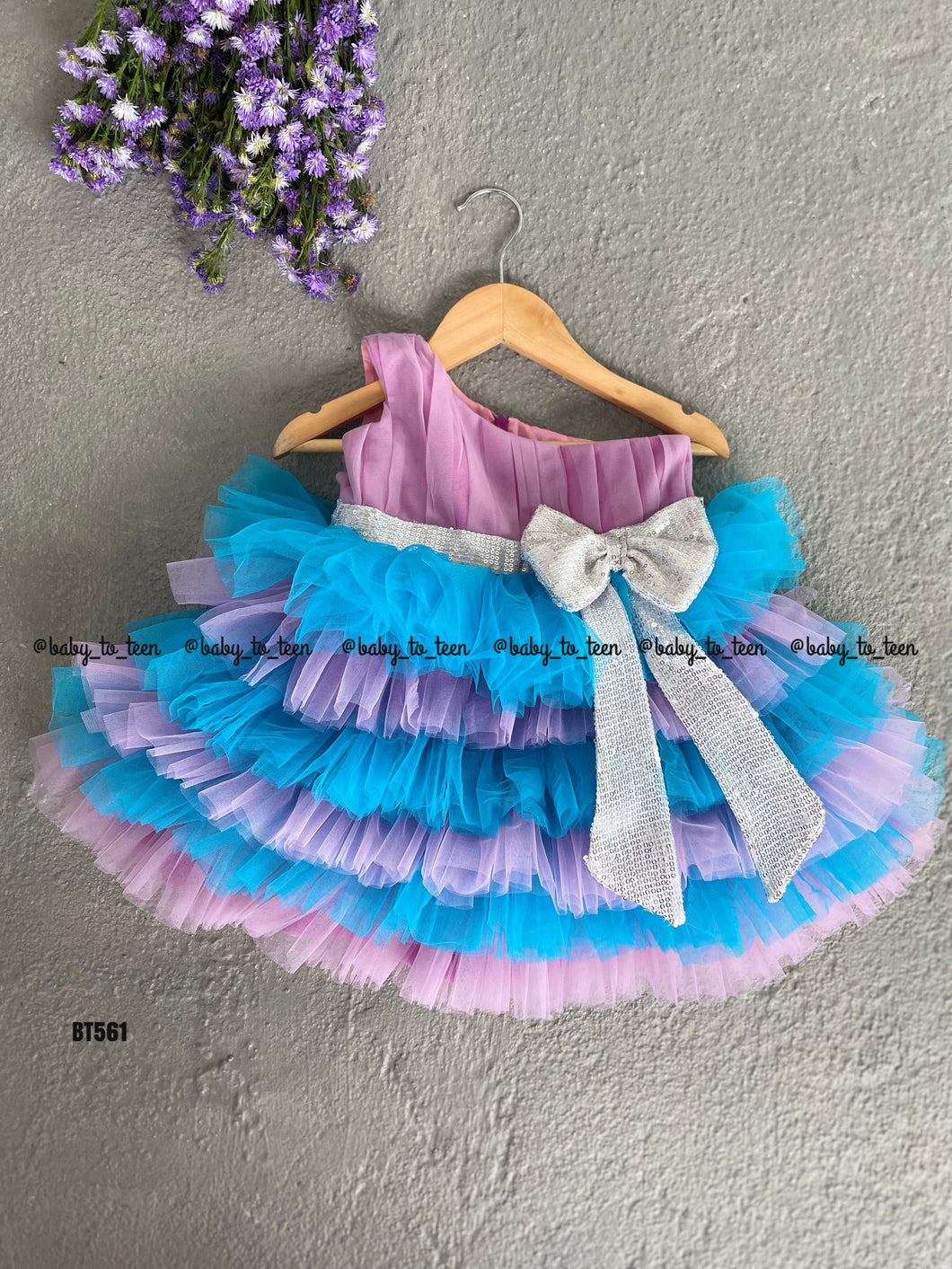 BT561 One Shoulder Mermaid Theme Multi layer Party Wear Frock