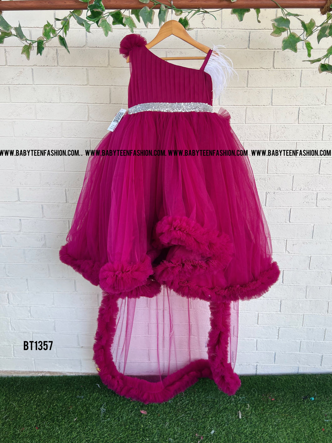 BT1357 Purple Long Tail Party wear Birthday Dress