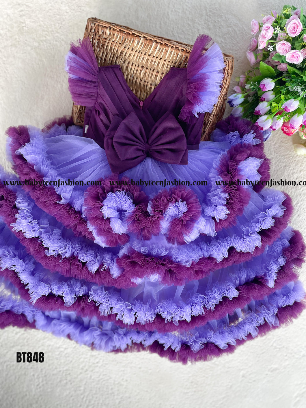 BT848 Royal Blossom Festive Frock - Where Elegance Meets Playfulness