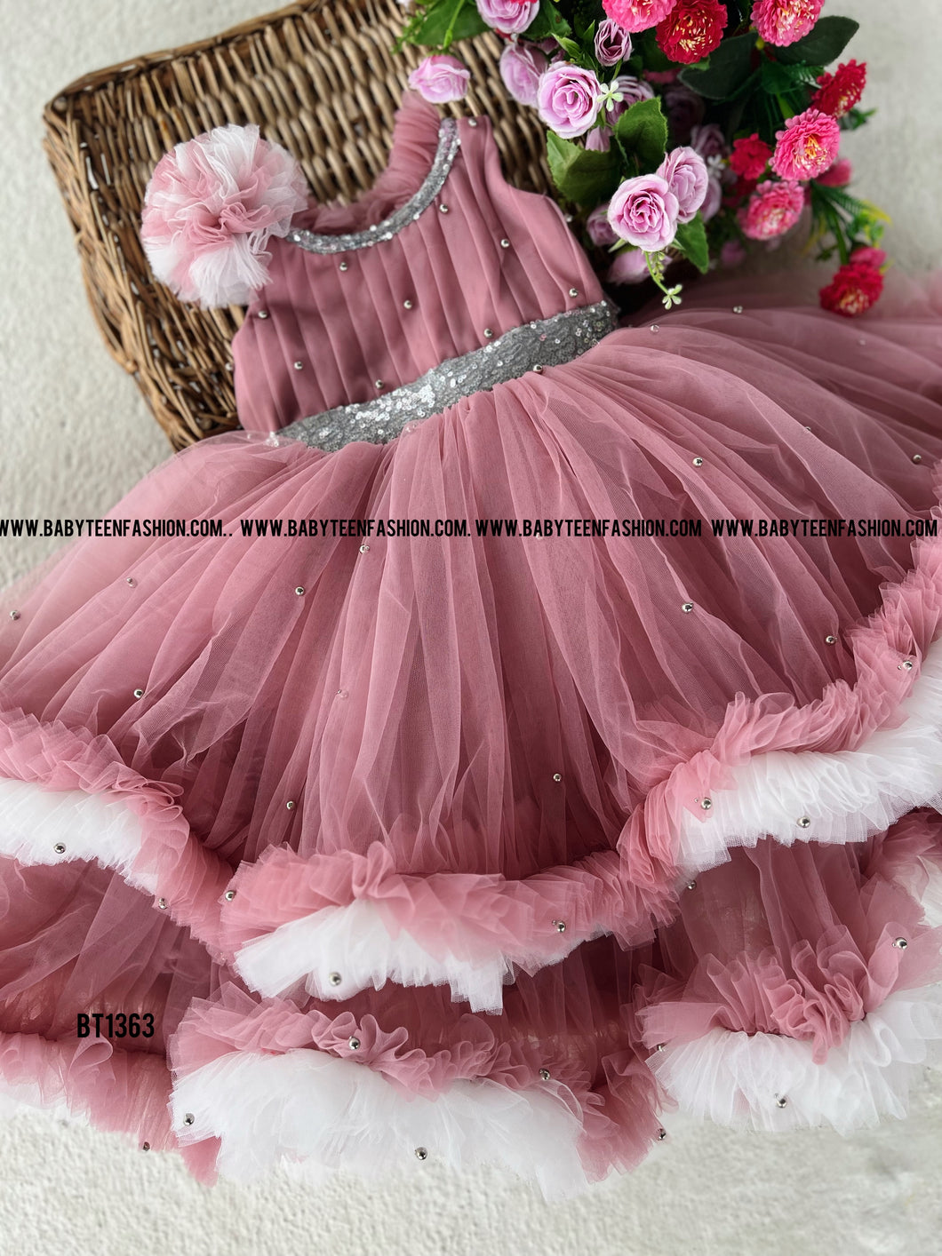 BT1363 Heavy Party wear Ruffles Frock