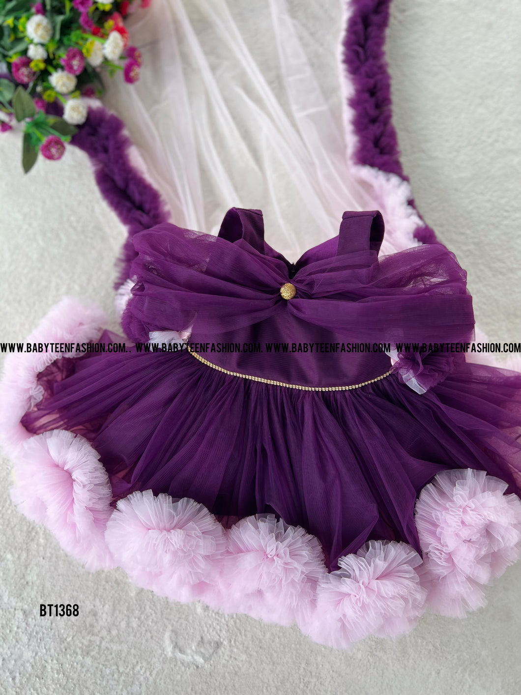 BT1368 Party wear Long Tail Birthday Dress Frock