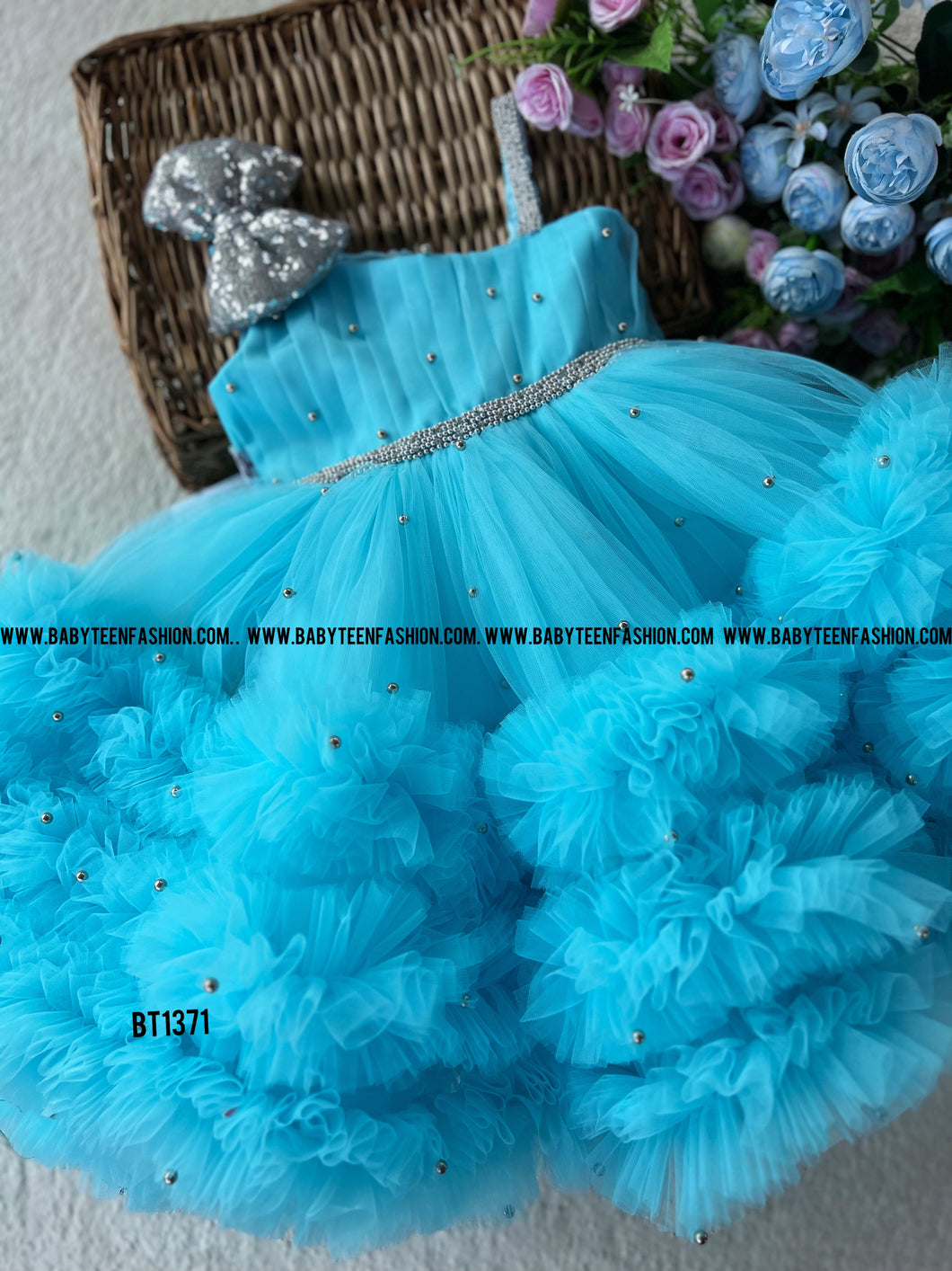 BT1371 Pastel Double Ruffle Party wear Birthday Frock