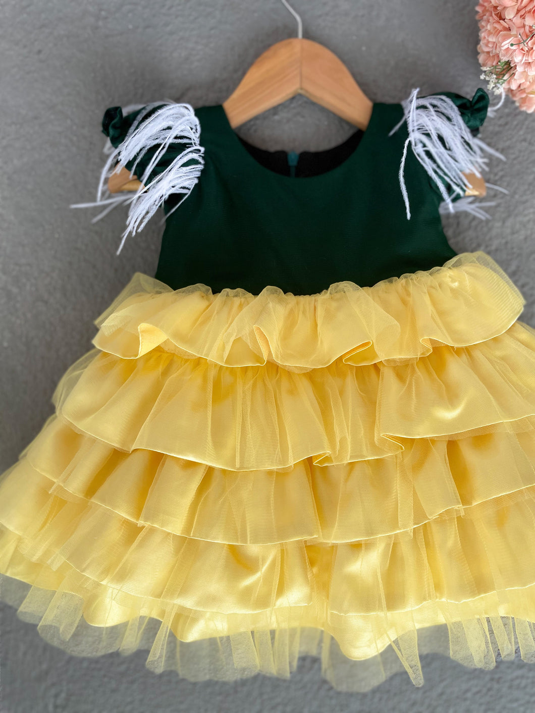 BT574 Ostrich Feather Double Color Frock