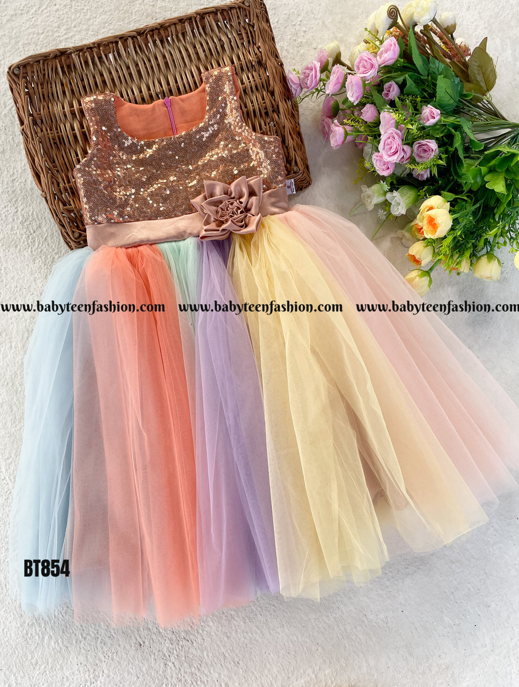 BT854 Sequins Multicolour Frock