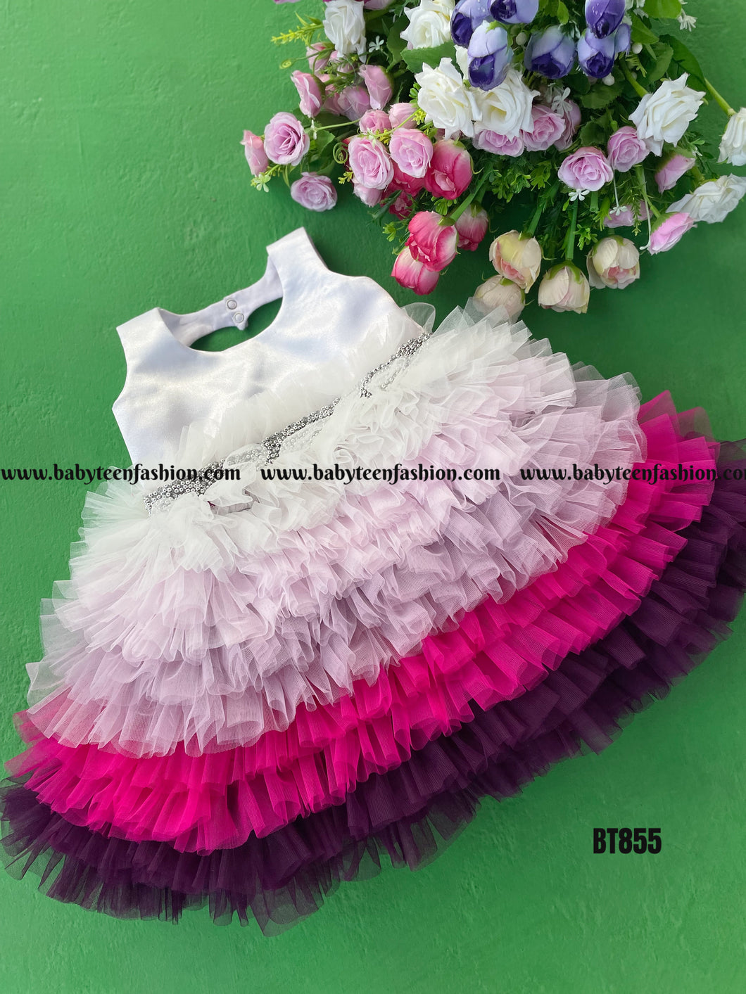 BT855 Multicolour Sleeveless Party Wear Frock