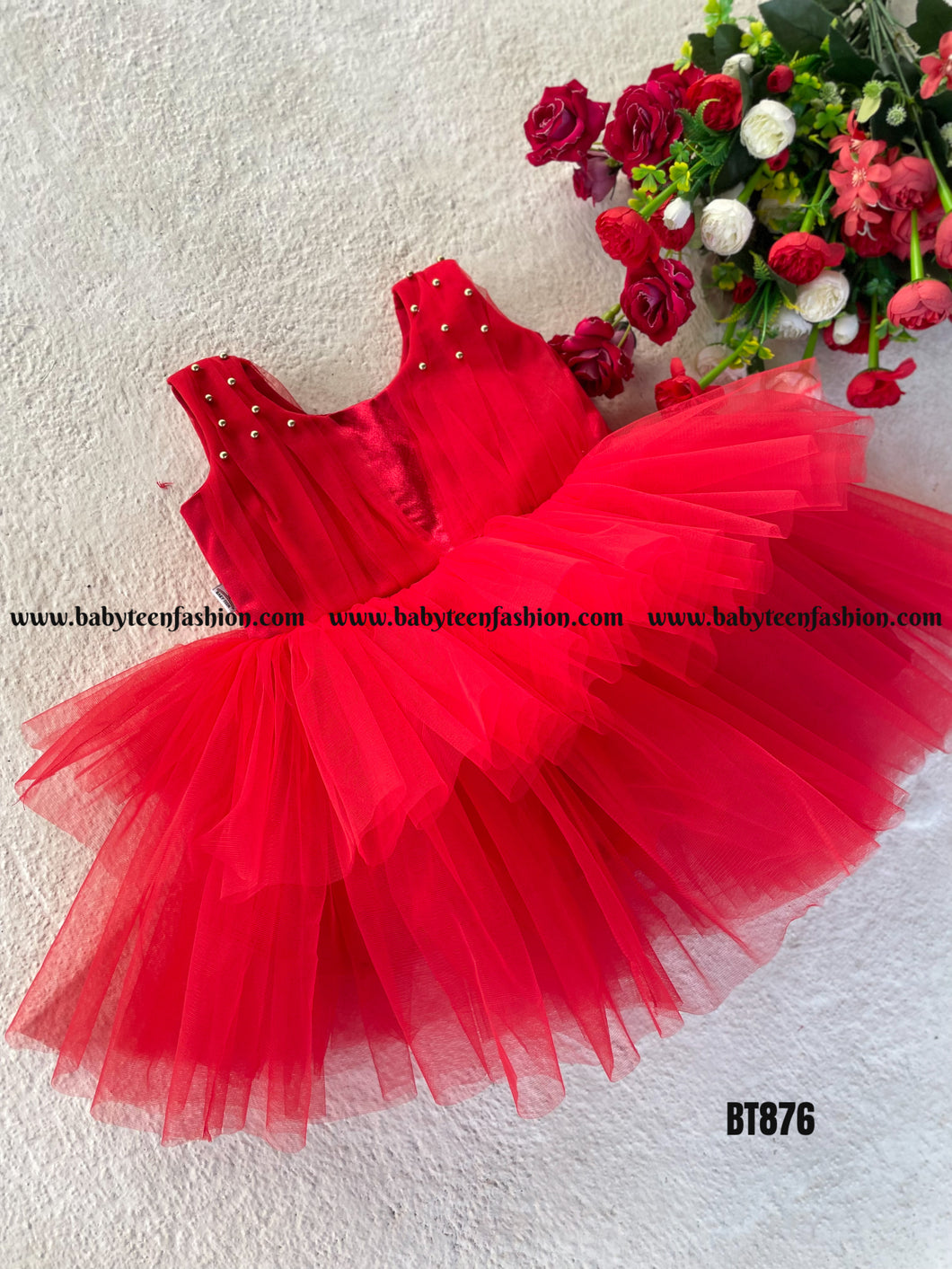 BT876 Pearl embellish Frock