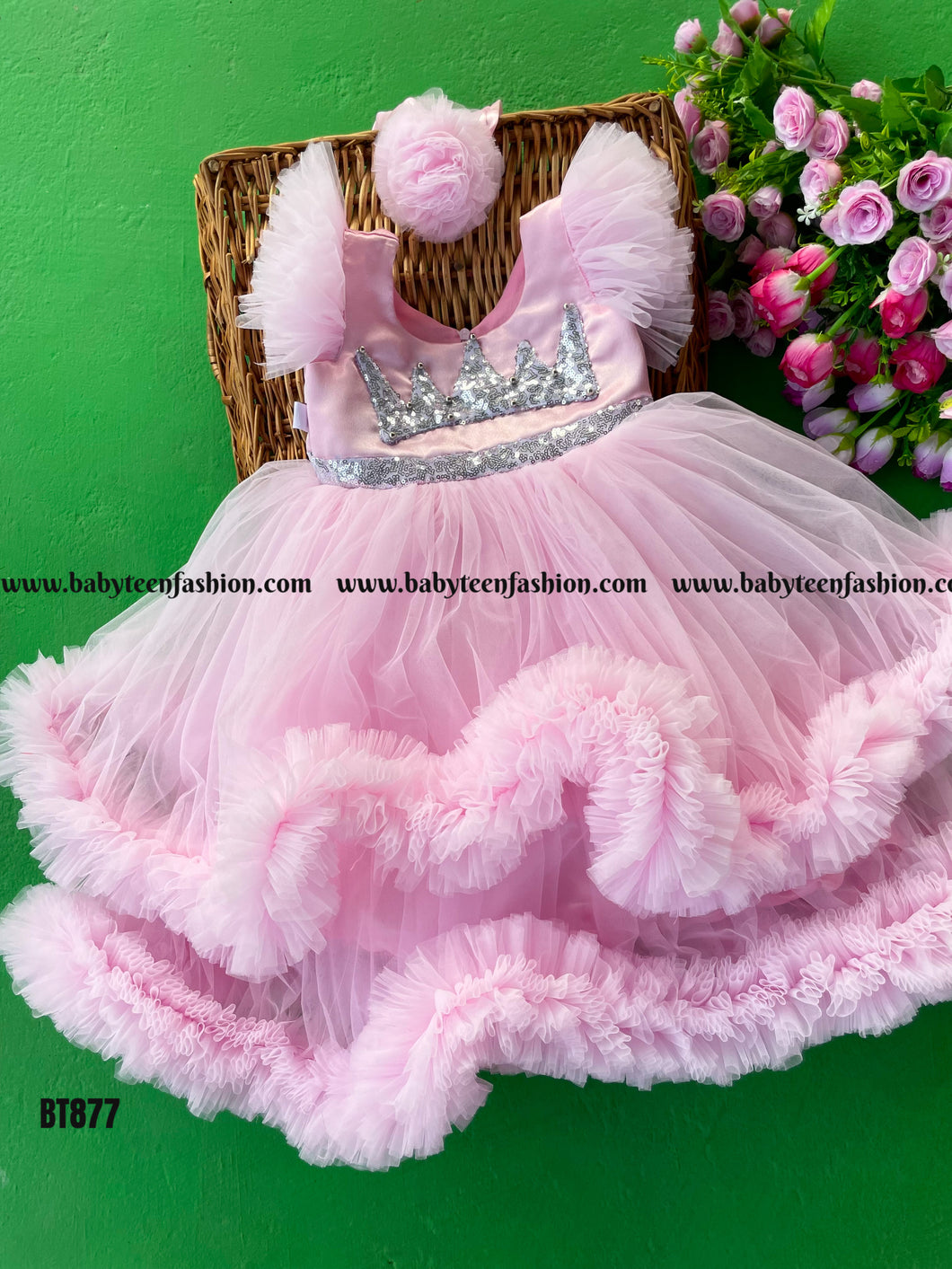 BT877 Crown embellished frock
