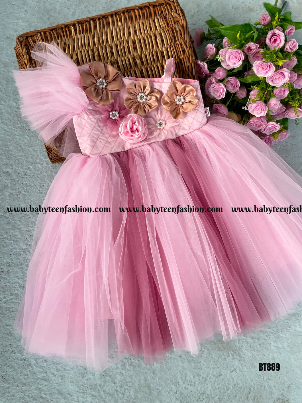 BT889 Flower yoke Frock