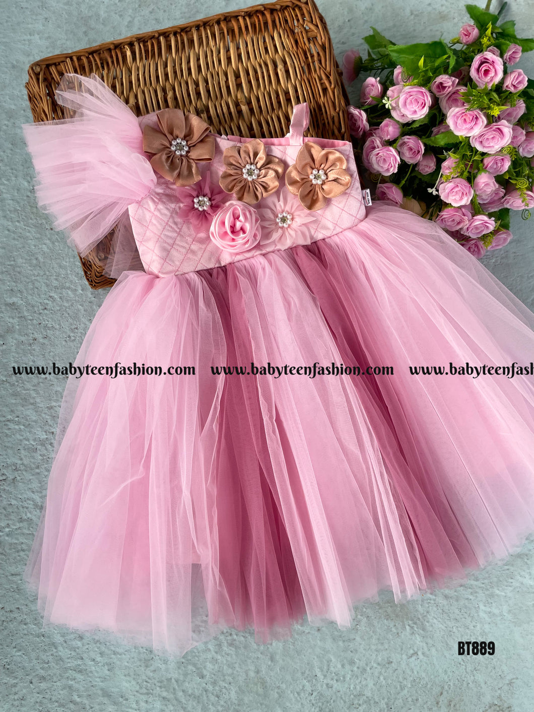 BT889 Blush Blossom Dress Twirl in a Garden of Delicate Pink
