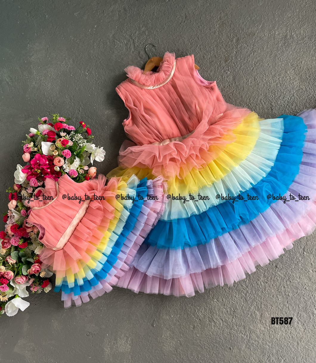 BT587MB Mom Daughter Halter Neck Party Wear Combo