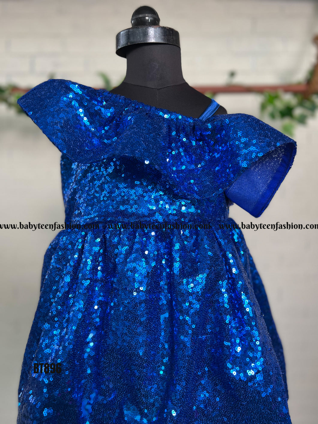 BT896 Blue full sequins frock