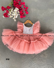 Load image into Gallery viewer, BT161 Silver Sequence Party Wear Designer frocks for girls
