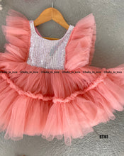 Load image into Gallery viewer, BT161 Silver Sequence Party Wear Designer frocks for girls
