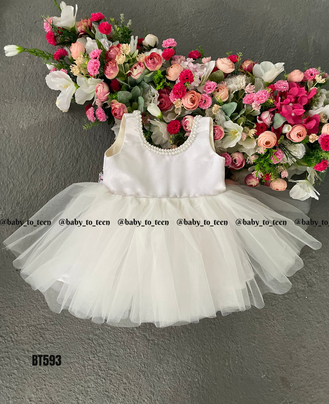 BT593 White Pearl Frock