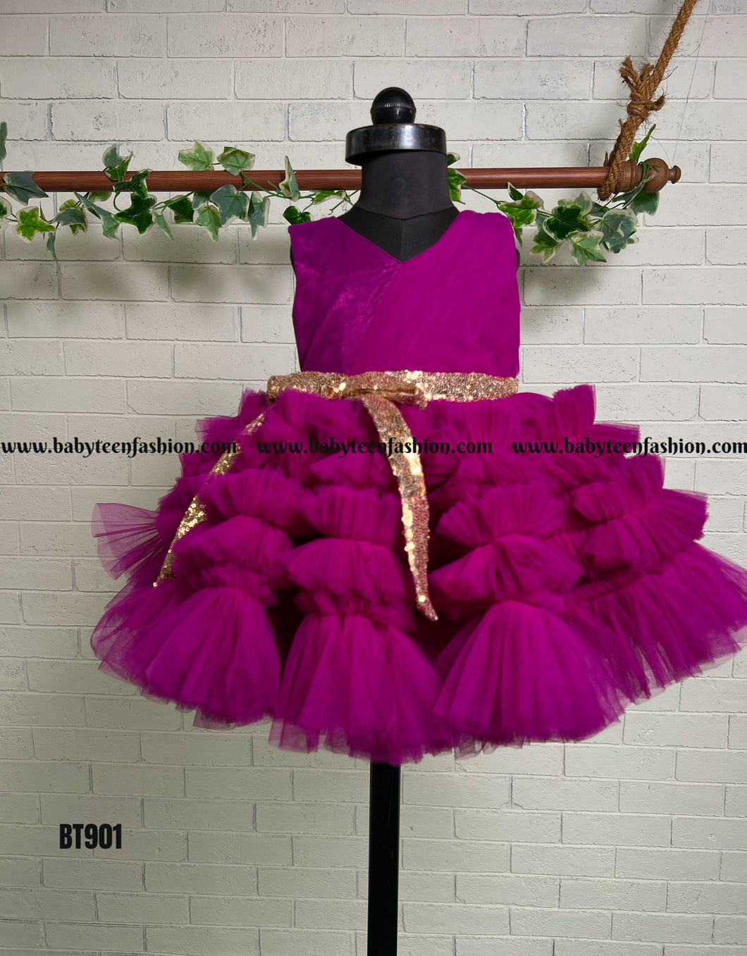 BT901 Purple Ruffles Frock