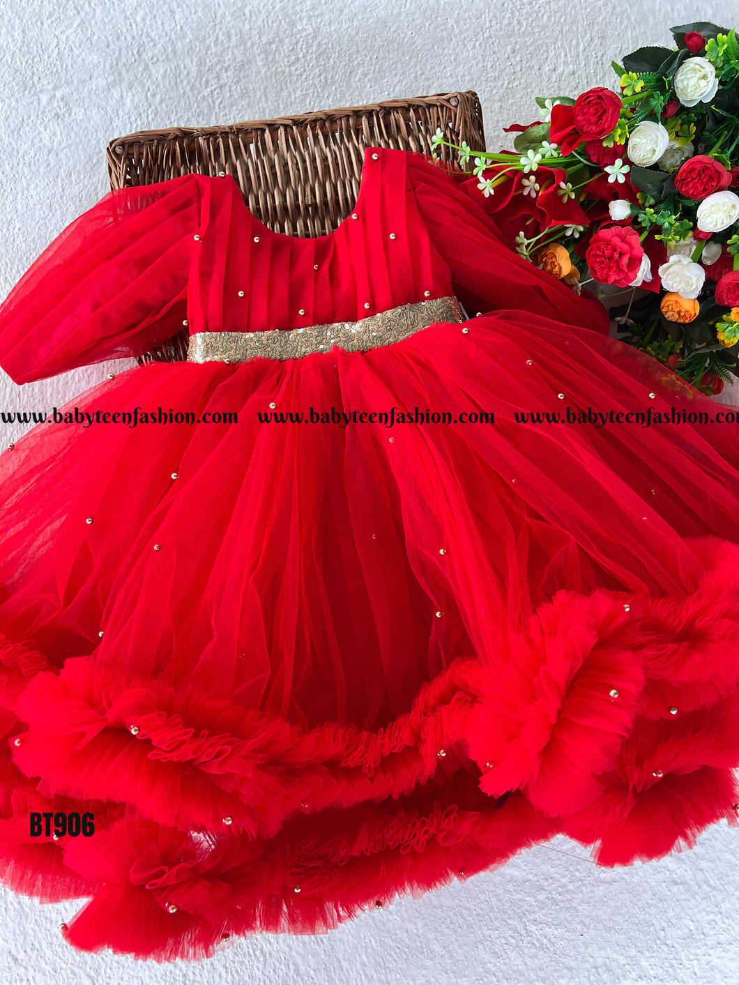 BT906 Double Ruffle Full Sleeves Frock