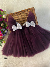 Load image into Gallery viewer, BT908 Semi Partywear Deep Purple Frock  Sequence Bows
