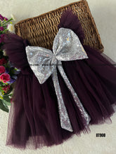 Load image into Gallery viewer, BT908 Semi Partywear Deep Purple Frock  Sequence Bows
