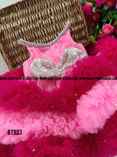 Load image into Gallery viewer, BT923 Ruffle Party wear Frock with Pearl for Birthday party
