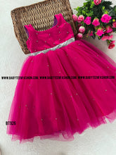 Load image into Gallery viewer, BT926 Sleeveless Hotpink Pearl Embellished Gown

