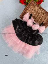 Load image into Gallery viewer, BT631  Midnight Blossom: Baby’s Chic Noir Frock
