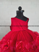 Load image into Gallery viewer, BT1186 Red Flower High Low Frock
