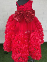 Load image into Gallery viewer, BT1186 Red Flower High Low Frock
