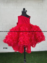 Load image into Gallery viewer, BT1186 Red Flower High Low Frock
