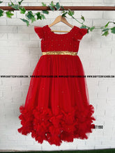 Load image into Gallery viewer, BT1190 Red Pearl Long Party wear Pearl Gown

