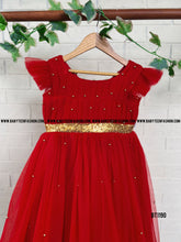 Load image into Gallery viewer, BT1190 Red Pearl Long Party wear Pearl Gown
