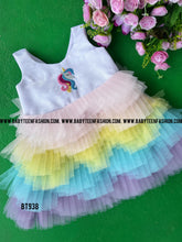 Load image into Gallery viewer, BT938 Unicorn Pastel Rainbow Twirl Dress
