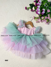Load image into Gallery viewer, BT647 Embroidery Yoke Unicorn Theme Birthday Frock for Girls
