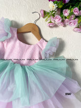 Load image into Gallery viewer, BT647 Embroidery Yoke Unicorn Theme Birthday Frock for Girls
