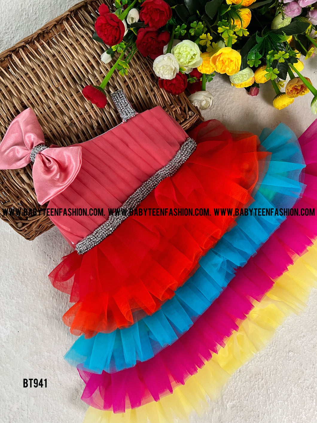 BT941 Rainbow Radiance Party Dress - Every Hue a Celebration