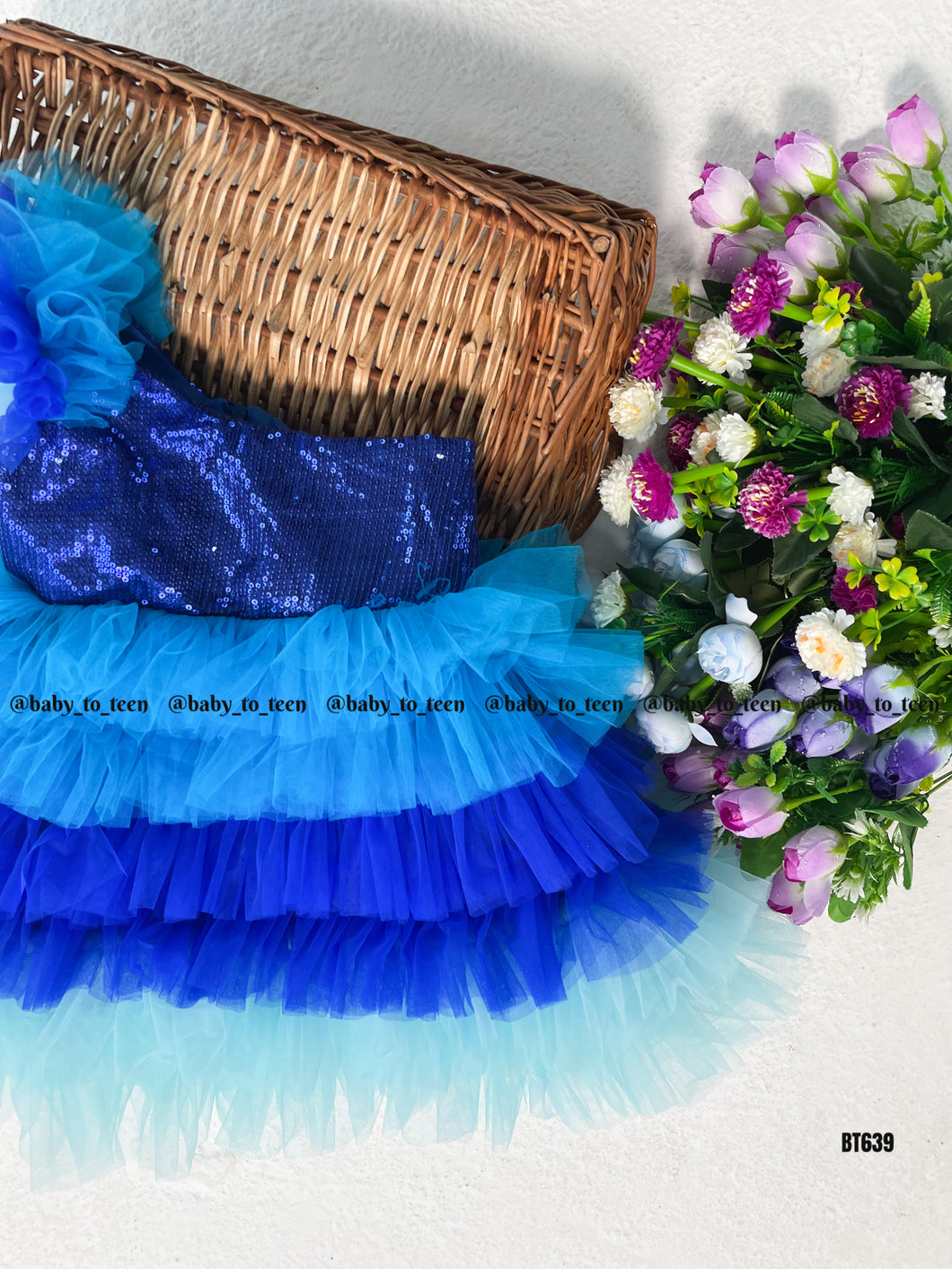 BT639  Oceanic Ombre: Baby’s Vibrant Party Frock