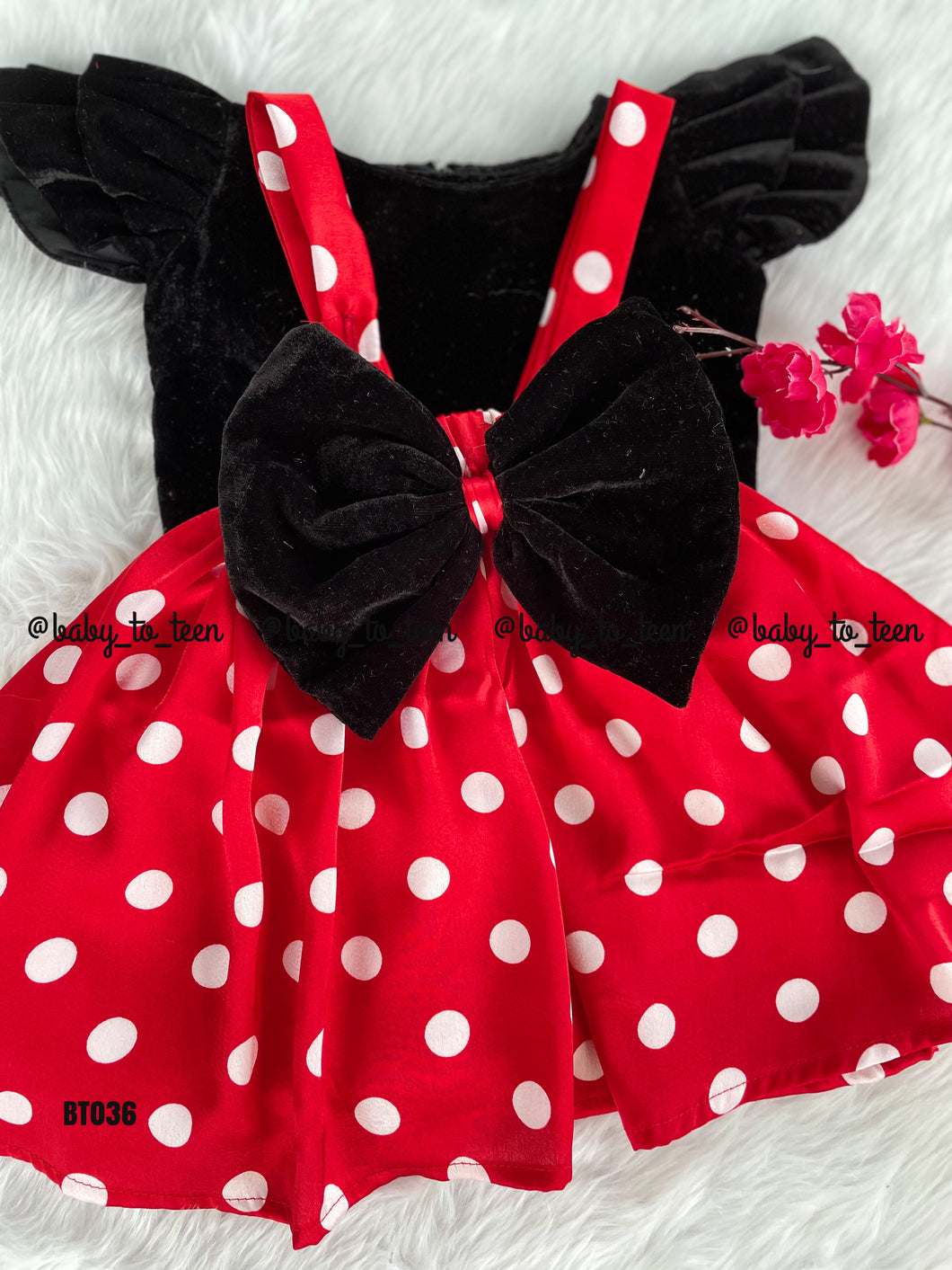 BT036 Mickey Mouse Themed Polka Pinafore with Velvet Top