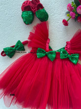 Load image into Gallery viewer, BT690 Semi Partywear xmas Frock Sequence Bows For party and Photoshoot
