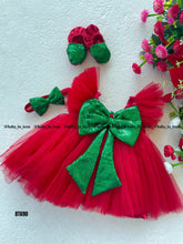 Load image into Gallery viewer, BT690 Semi Partywear xmas Frock Sequence Bows For party and Photoshoot
