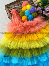 Load image into Gallery viewer, BT1208 Multicolour Flower Theme Birthday Frock
