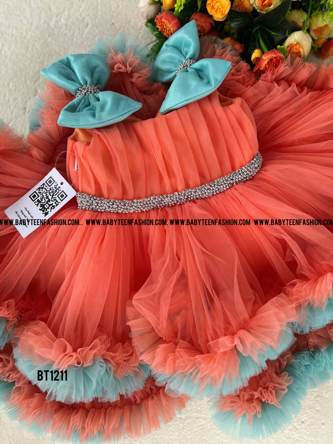 BT1211 Double Ruffle Birthday Frock Shoulder Bow