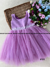 Load image into Gallery viewer, BT1212 Lavender Pearl Embellished Birthday Frock
