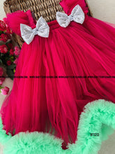 Load image into Gallery viewer, BT1213 Semi Partywear Double Bow Frock with Ruffle
