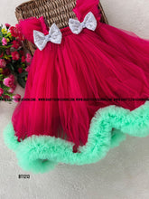 Load image into Gallery viewer, BT1213 Semi Partywear Double Bow Frock with Ruffle
