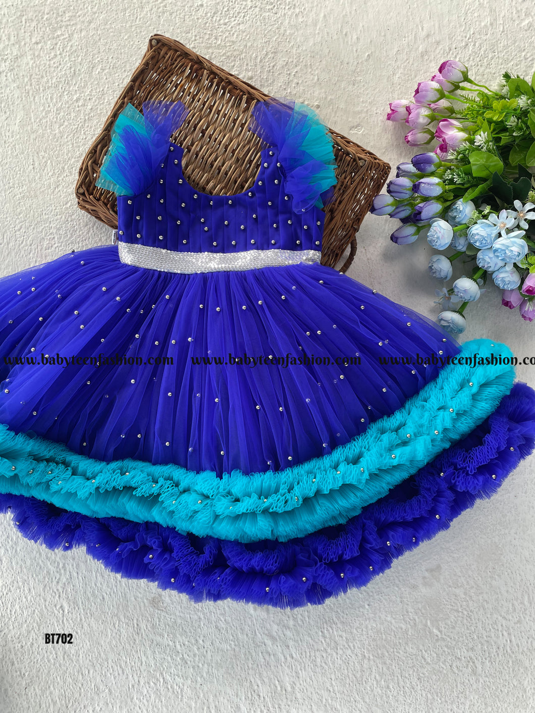 BT702 Pearl Embellished  Birthday Frock